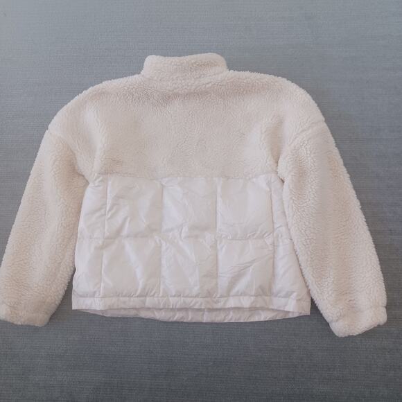 Fabletics Nelly Sherpa Pullover Jacket Women M Cream 1/4 Zip Pockets Athleisure - Picture 2 of 7